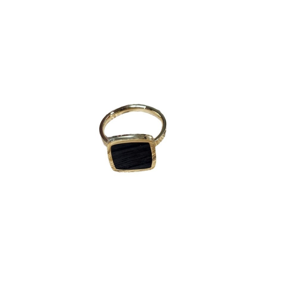Modern Minimal 18K Gold Plated Stainless Steel Ebony Ring | Size 8